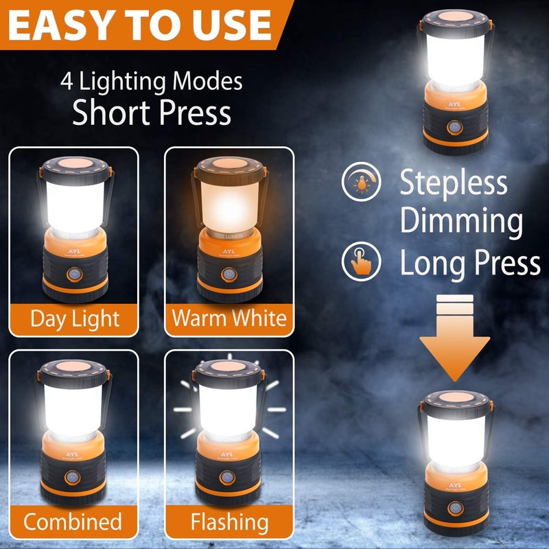 AYL LED Camping Lantern, Battery Powered LED 1800LM, 4 Camping Lights Modes, Perfect Lantern Flashlight for Hurricane, Emergency Light, Storm, Power Outages, Survival Kits, Hiking, Fishing, Home and More - Image 4